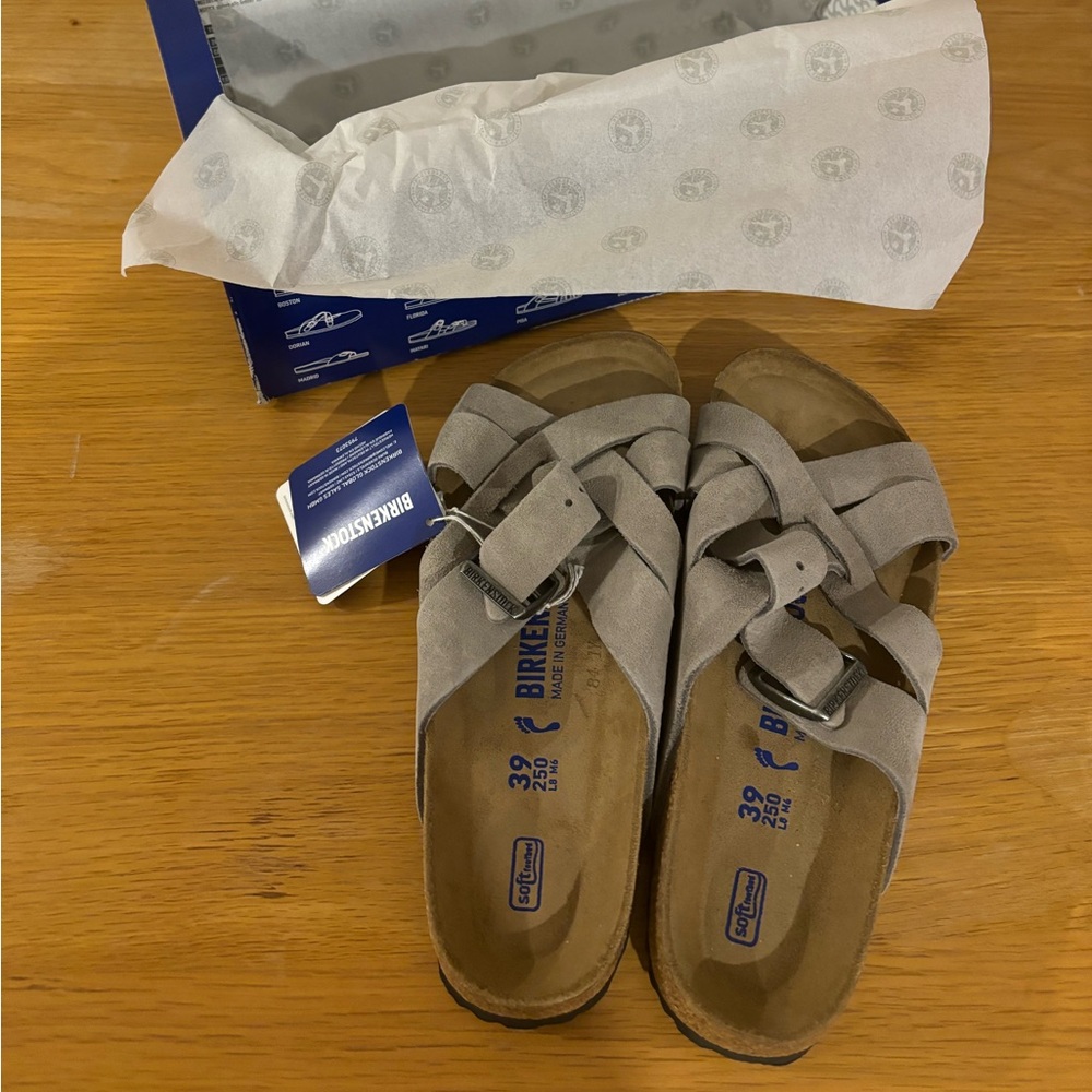 NWT Birkenstock Lugano in Stone Coin